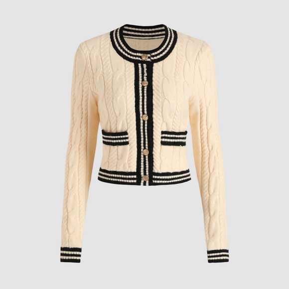 Cider Sweaters - NWT Cider Contrasting Trim Knit Cardigan